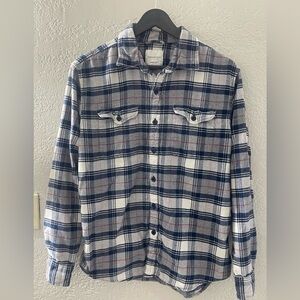 American Eagle‎ Men's Vintage Plaid Flannel Gray long Sleeve Button Down Size M